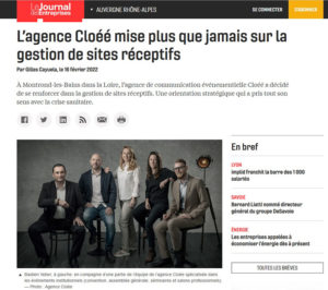 L'Agence CLOEE est dans le journal des entreprises Auvergne Rhone Alpes de février 2022